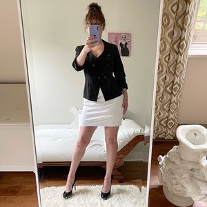 LAUNDRY BY SHELLI SEGAL BLACK FITTED BLAZER DOUBLE BREASTED RUSHED SLEEVES